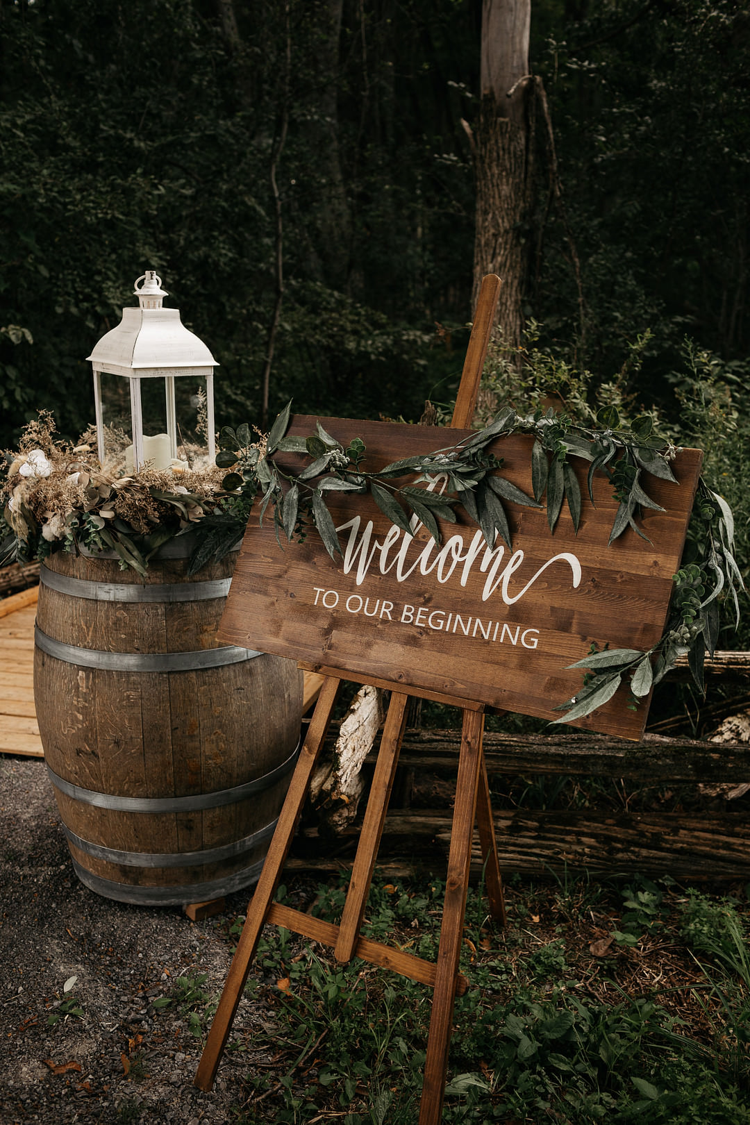 Wooden Welcome Sign Calligraphy Greenery The Meadows Stirling Wedding Two Cheeks Studio