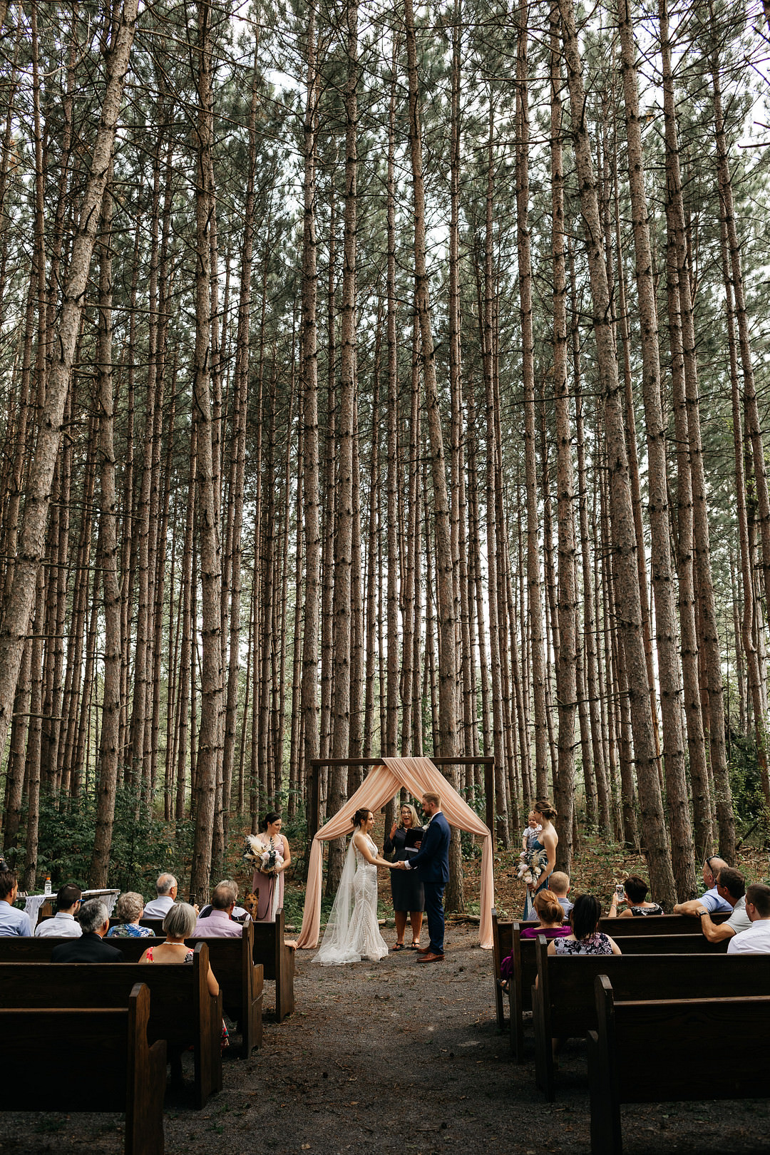 Forest Ceremony Wooden Arch Backdrop The Meadows Stirling Wedding Two Cheeks Studio