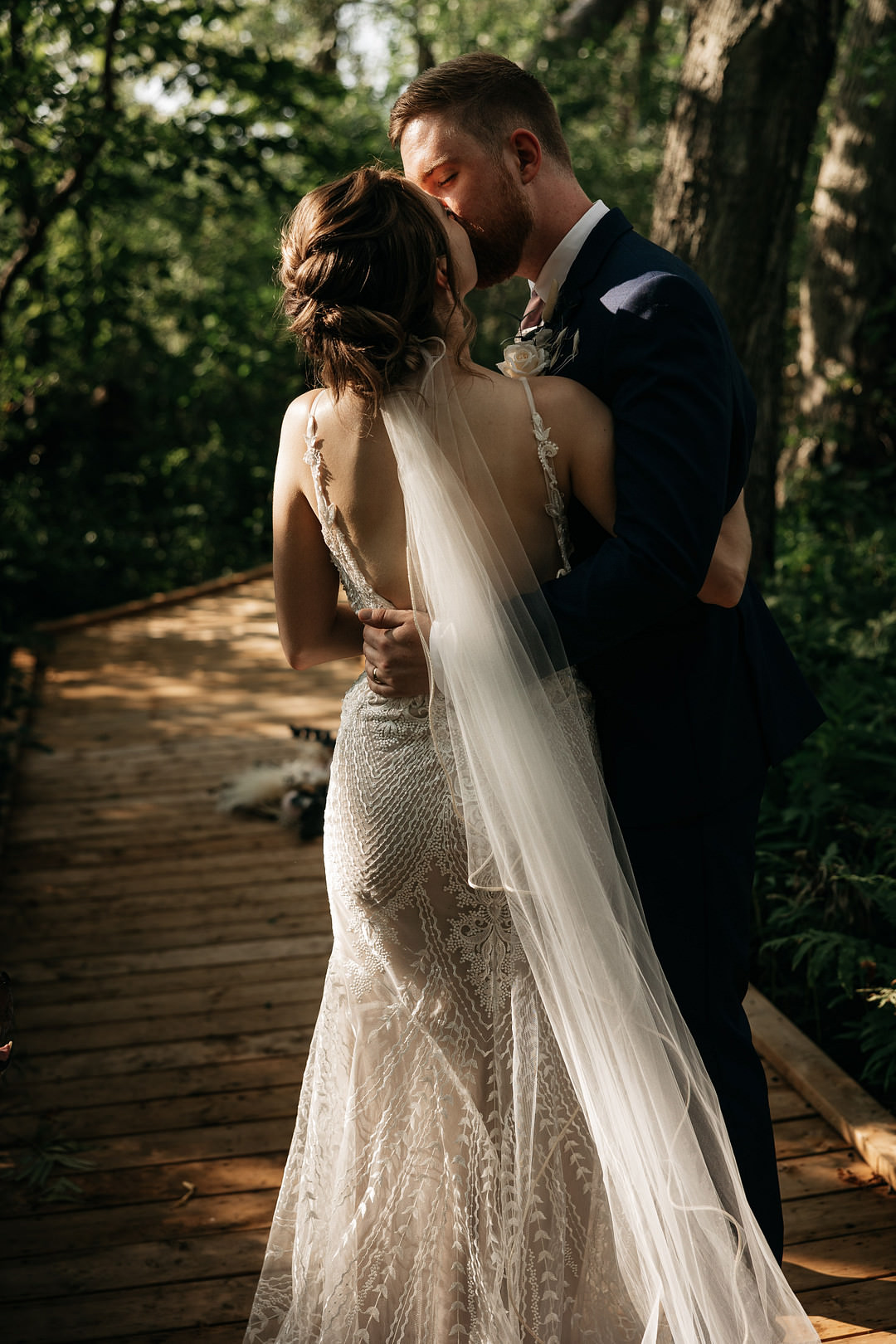 Dress Gown Bride Bridal Lace Low Back Veil The Meadows Stirling Wedding Two Cheeks Studio
