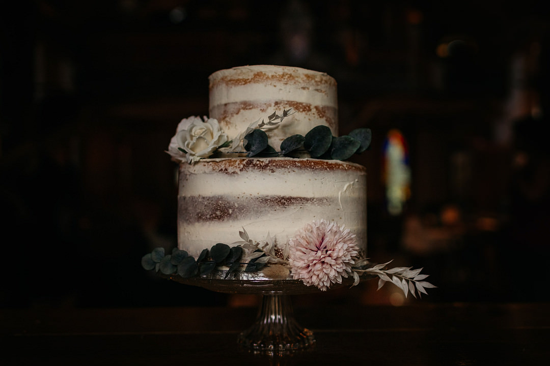 Semi Naked Cake 2 Tier Flowers The Meadows Stirling Wedding Two Cheeks Studio