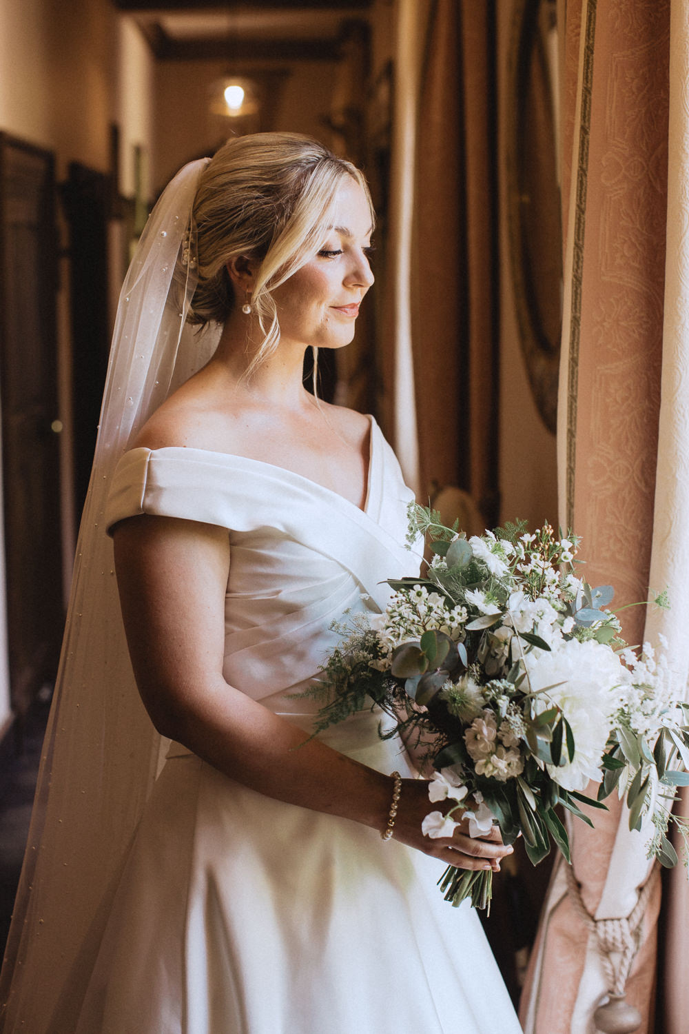 Dress Gown Bride Bridal Off Shoulder Trevor Hall Wedding Fox&BearPhotography