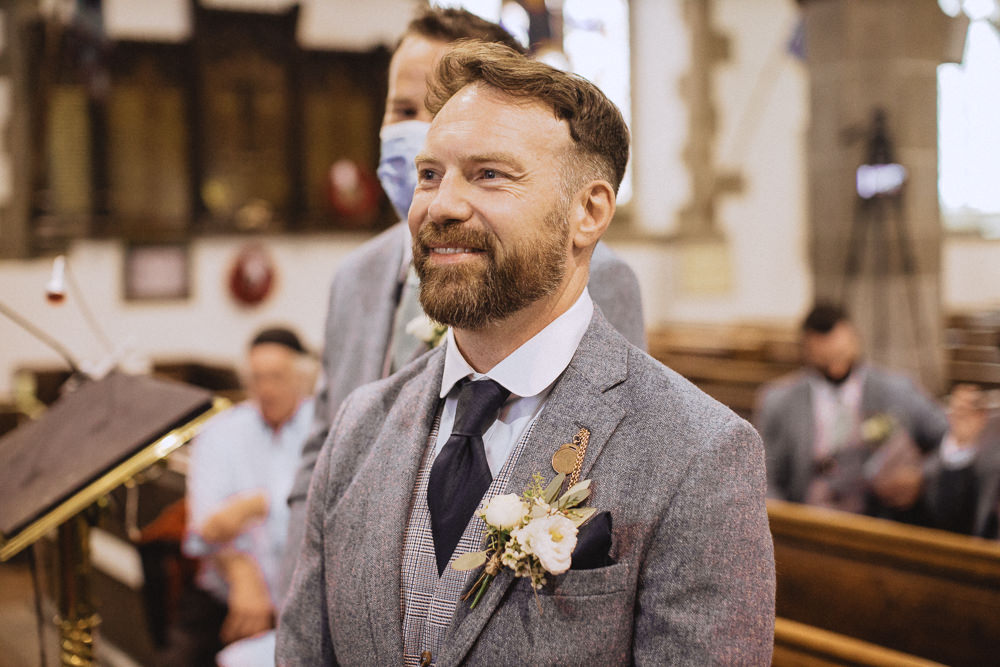 Groom Grey Suit Black Tie Trevor Hall Wedding Fox&BearPhotography