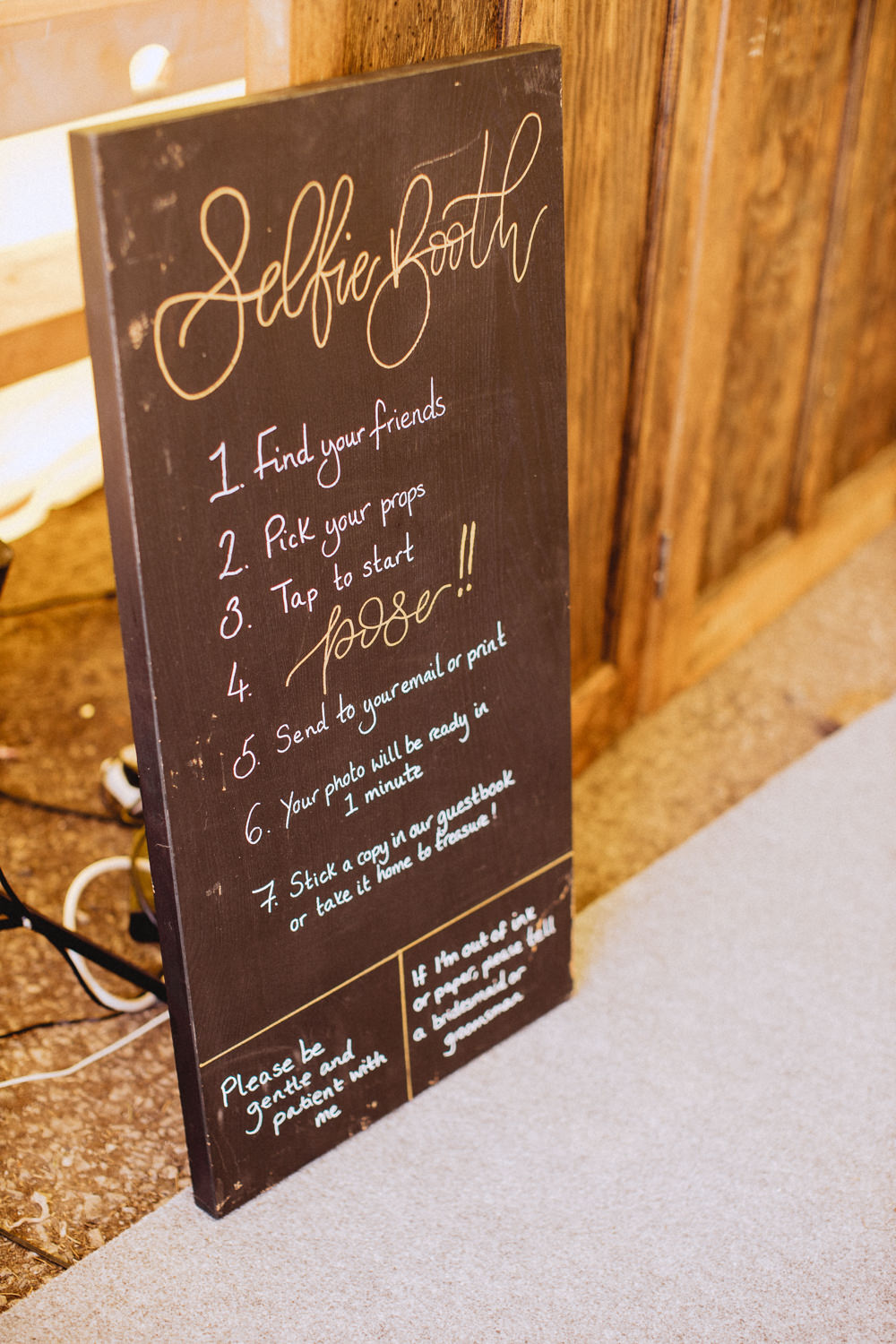 Photobooth Selfie Chalkboard Sign Trevor Hall Wedding Fox&BearPhotography