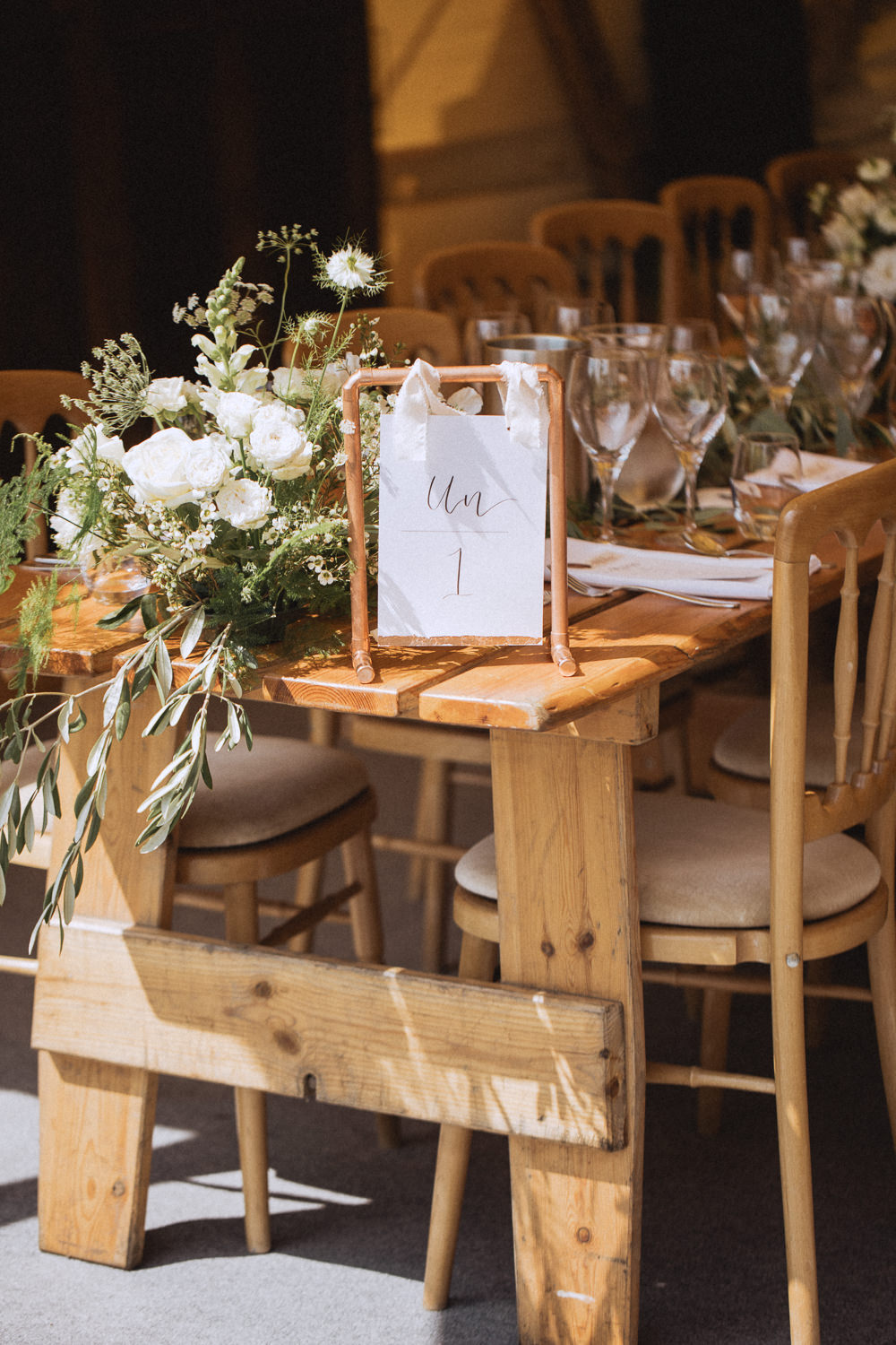 Table Name Number Copper Trevor Hall Wedding Fox&BearPhotography