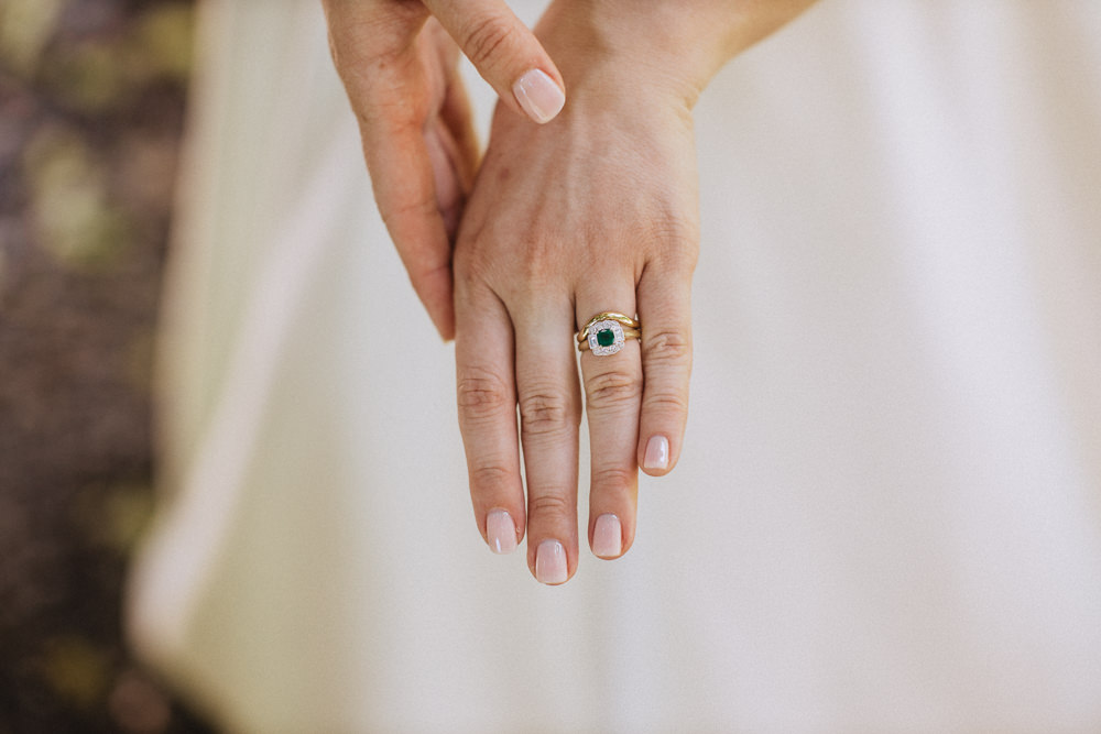 Bride Sapphire Engagement Ring Nails Manicure Trevor Hall Wedding Fox&BearPhotography