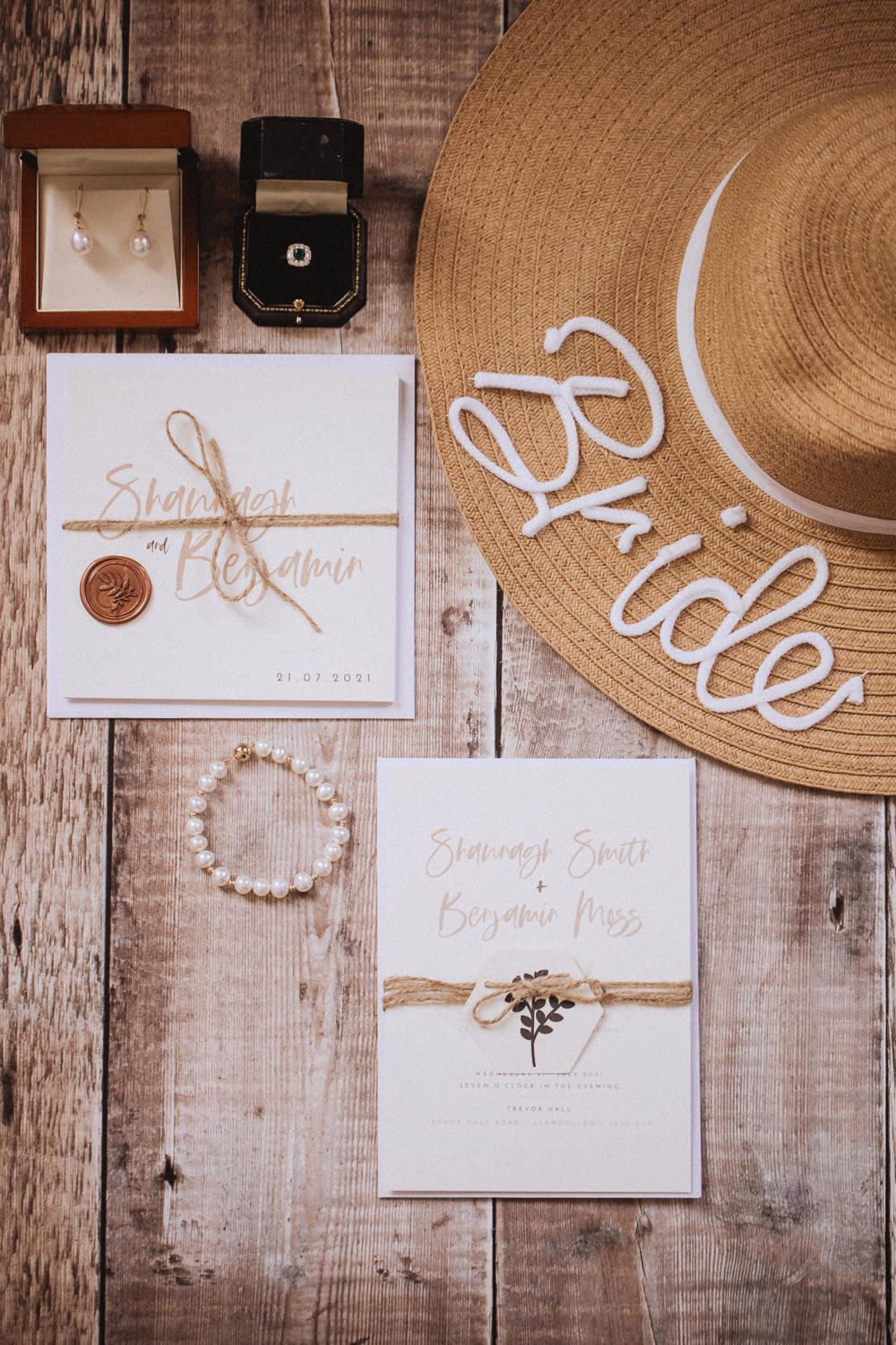 Bride Hat Invites Stationery Trevor Hall Wedding Fox&BearPhotography
