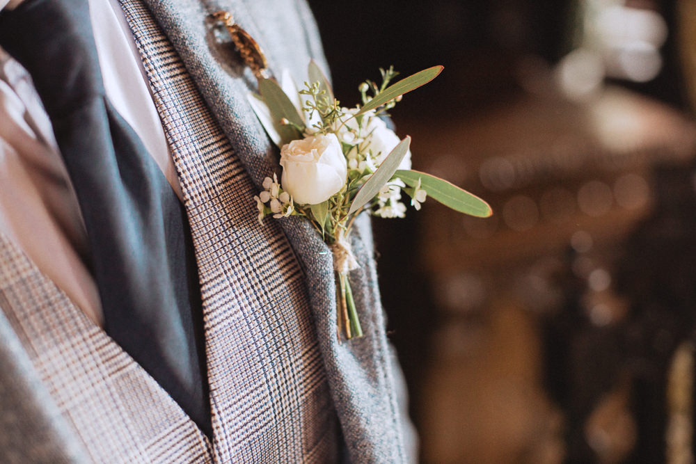 Groom Buttonhole Flowers Trevor Hall Wedding Fox&BearPhotography