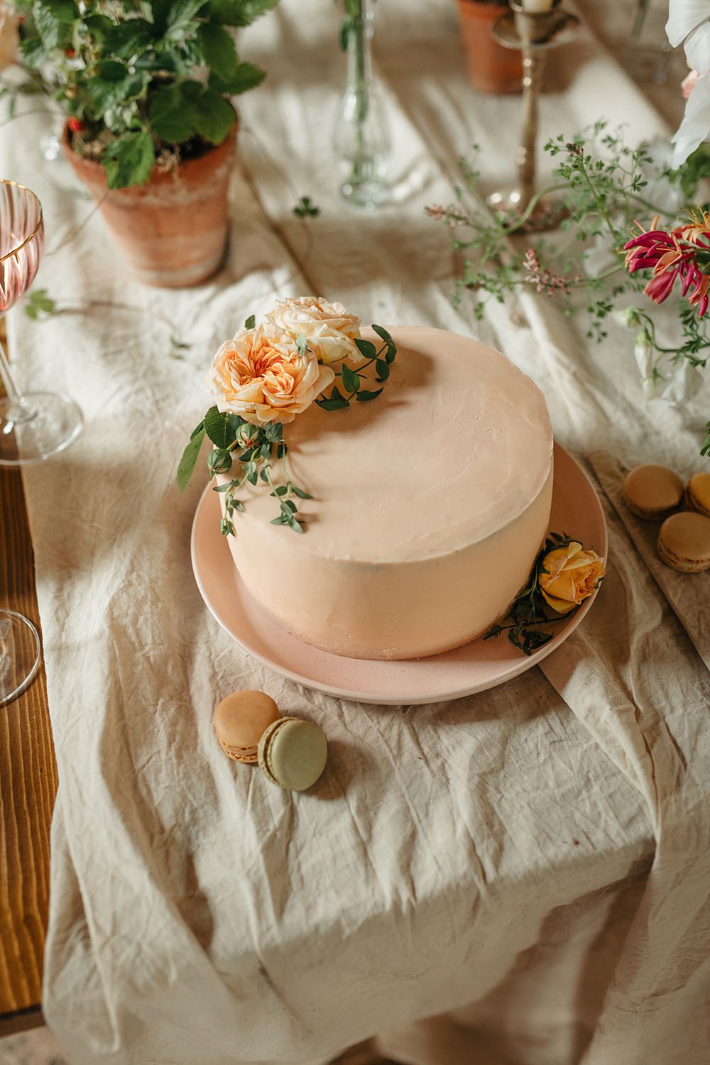 Single Tier Cake Rose Apricot Wedding Ideas Gem Hicks Photography