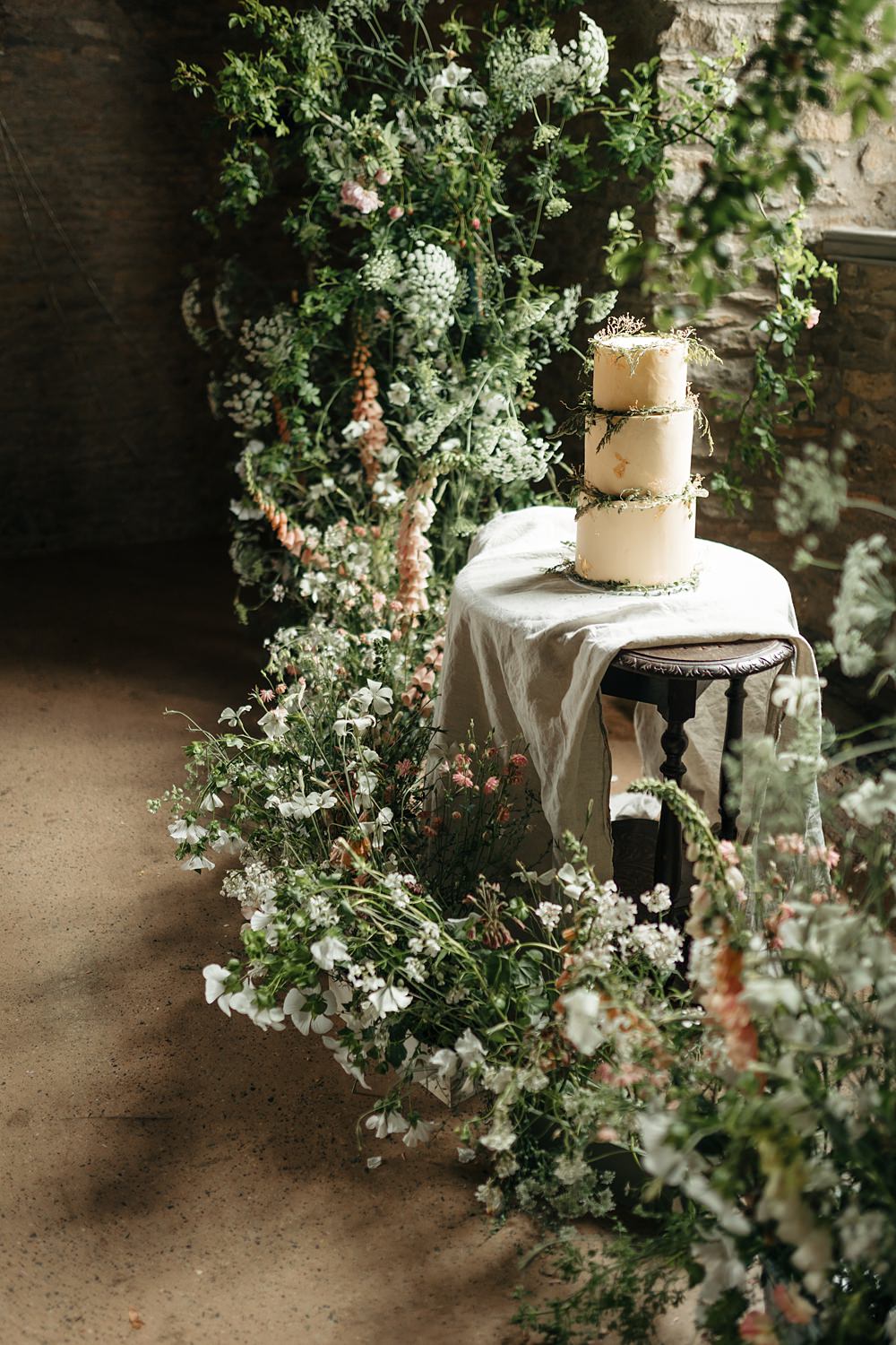 Cake Table Flower Backdrop Installation White Greenery Cloud Apricot Wedding Ideas Gem Hicks Photography