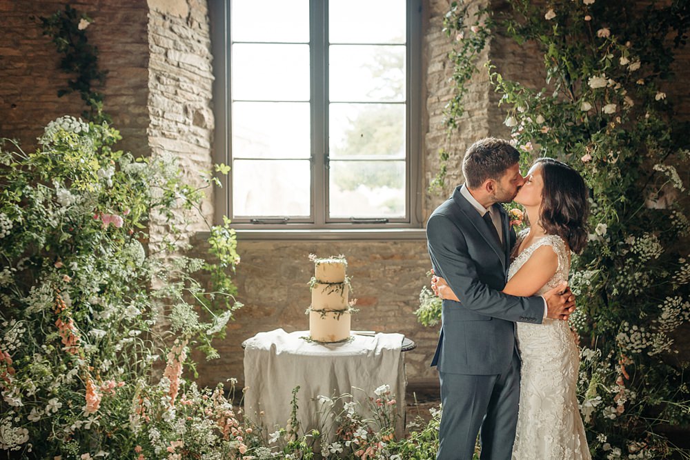 Cake Table Flower Backdrop Installation White Greenery Cloud Apricot Wedding Ideas Gem Hicks Photography