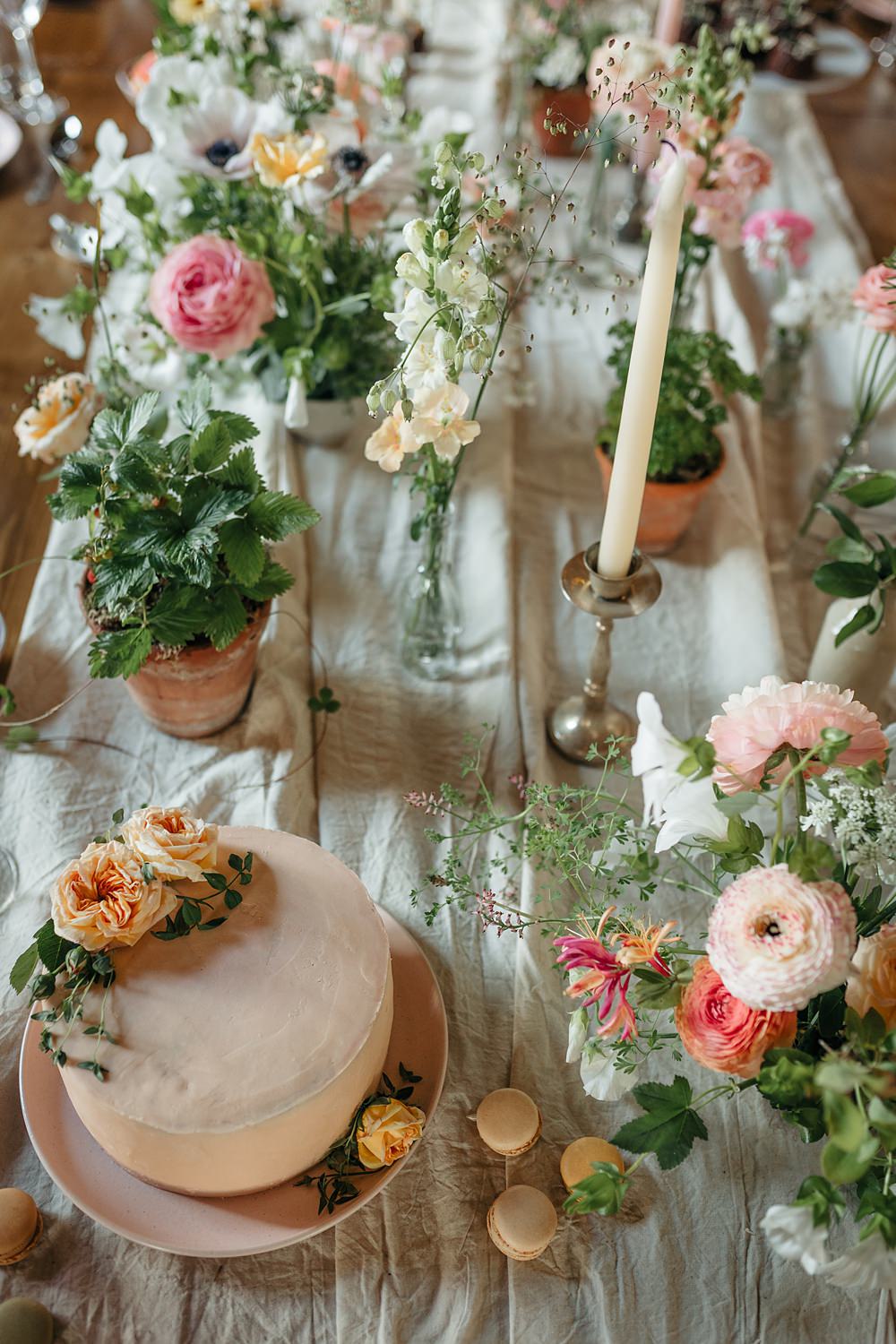 Flowers Table Pink Pretty Cakes White Runner Apricot Wedding Ideas Gem Hicks Photography