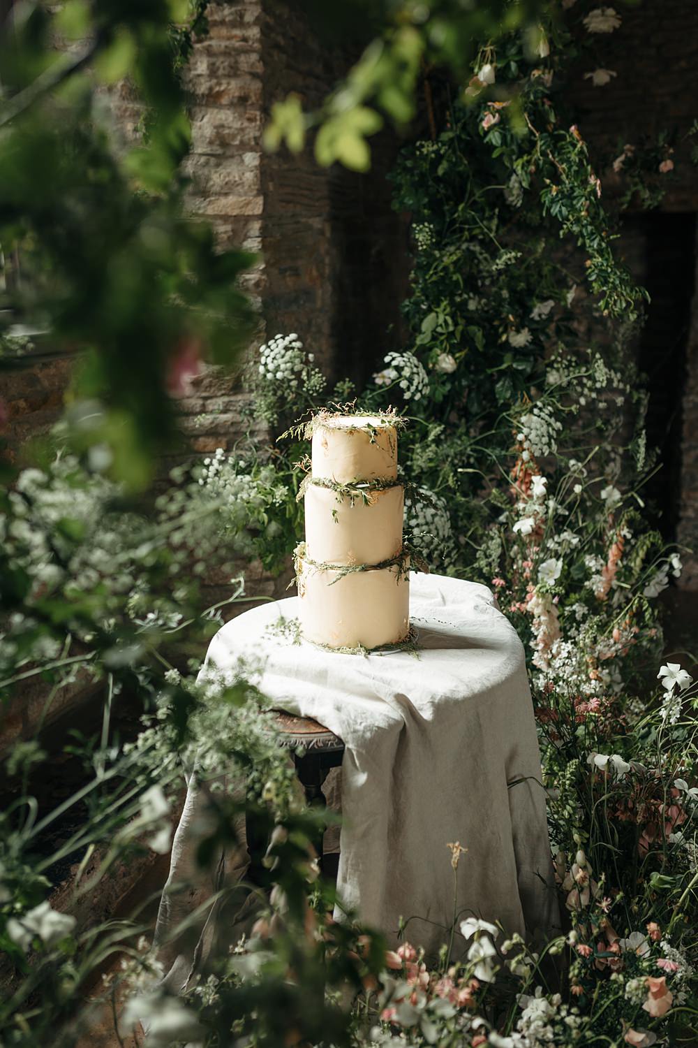 Cake Table Flower Backdrop Installation White Greenery Cloud Apricot Wedding Ideas Gem Hicks Photography