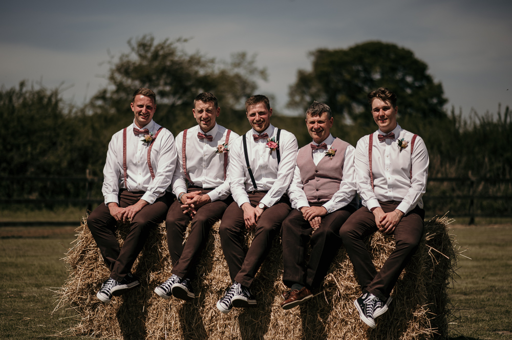 Groom Groomsmen Bow Ties Braces Bohemian Tipi Wedding MattMoore Photography