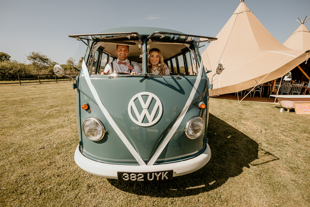 VW Campervan Transport Bohemian Tipi Wedding MattMoore Photography