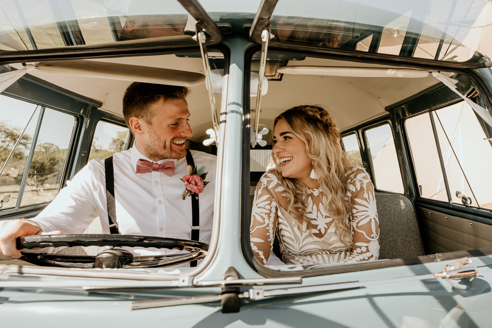 VW Campervan Transport Bohemian Tipi Wedding MattMoore Photography