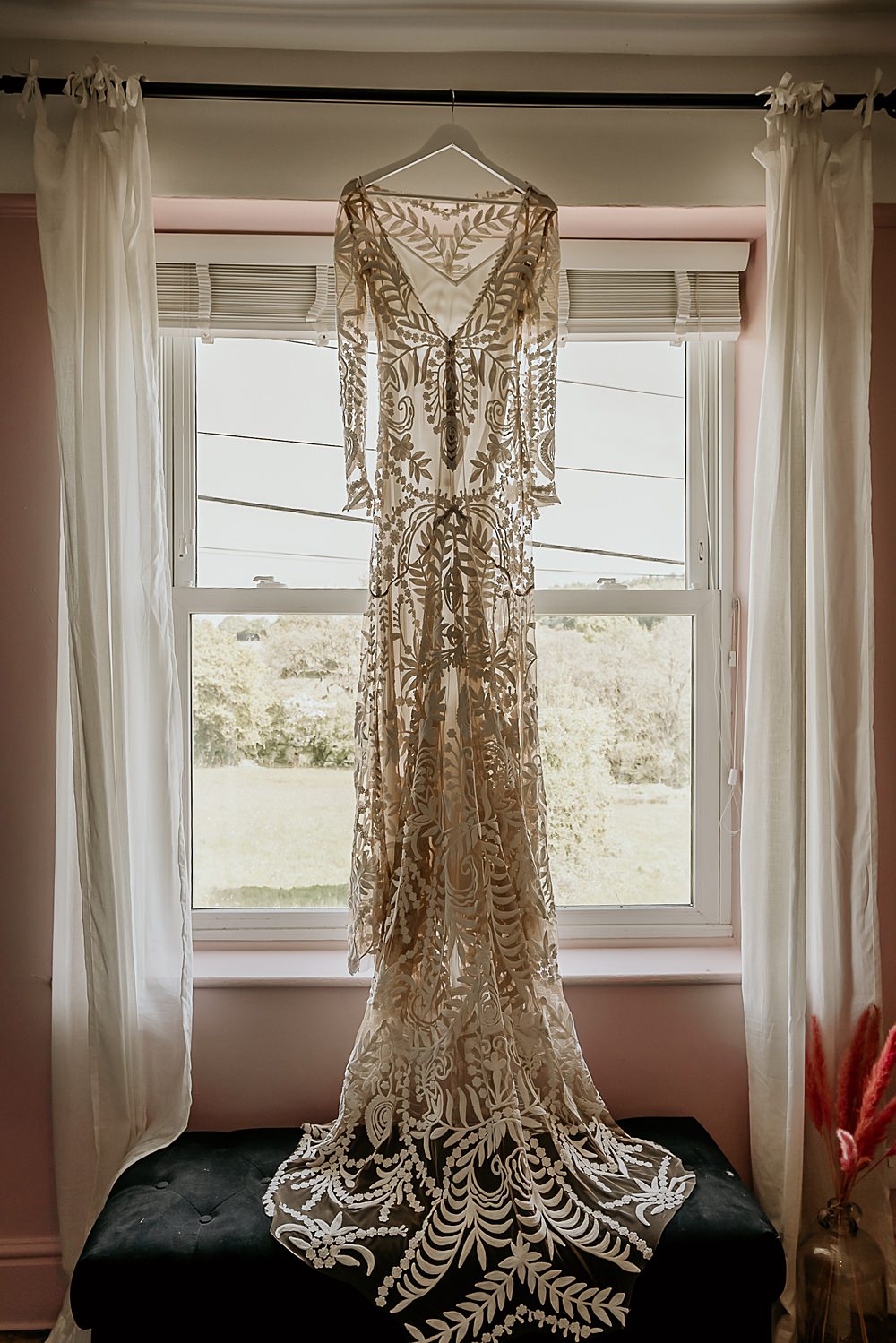 Dress Gown Bride Bridal Rue De Seine Lace Bohemian Tipi Wedding MattMoore Photography