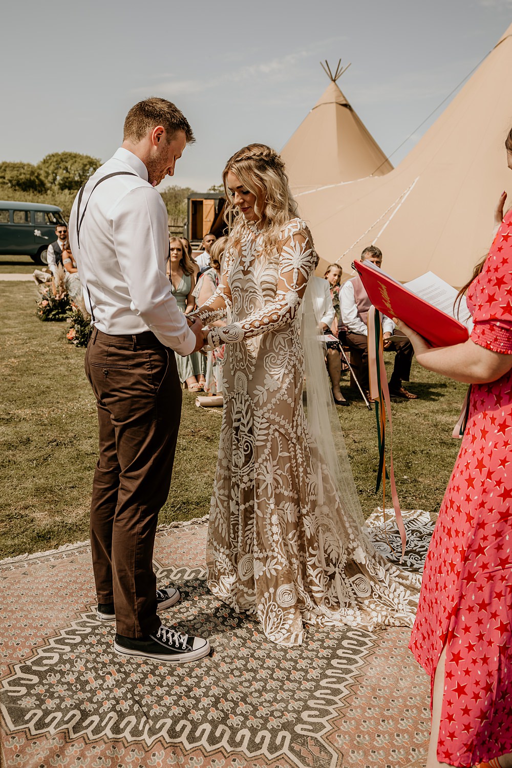 Dress Gown Bride Bridal Rue De Seine Lace Bohemian Tipi Wedding MattMoore Photography