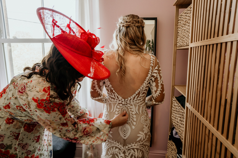 Dress Gown Bride Bridal Rue De Seine Lace Bohemian Tipi Wedding MattMoore Photography