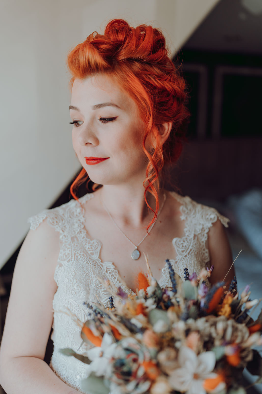 Bride Bridal Make Up Red Lipstick Bright Barn Wedding Kim Williams Weddings