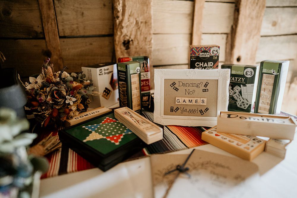 Board Games Table Bright Barn Wedding Kim Williams Weddings