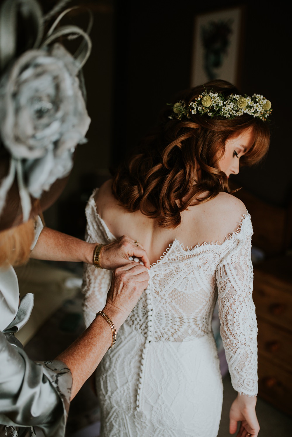 Dress Gown Bride Bridal Long Lace Sleeve Caerhyn Wedding Mary W Thomas Photography
