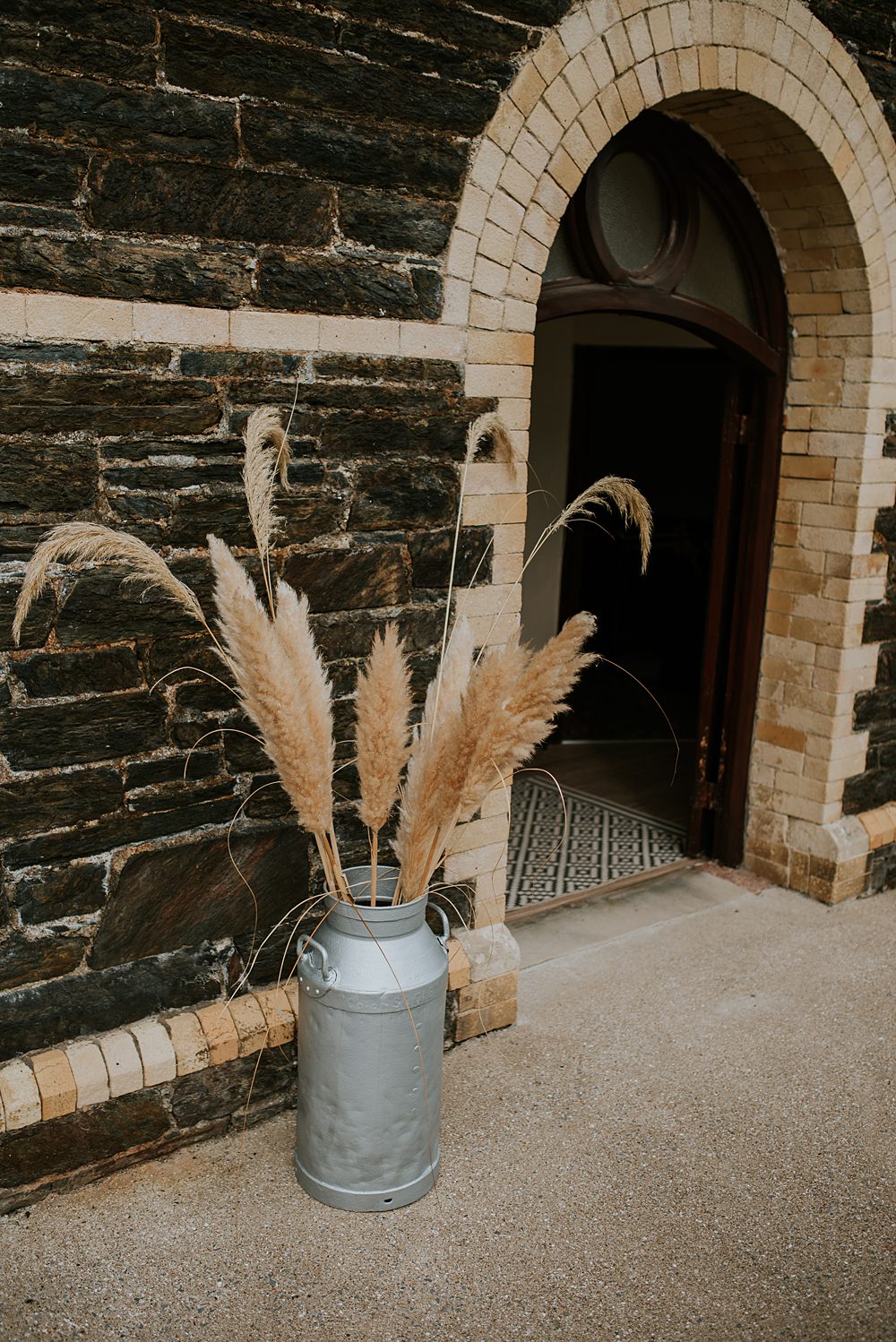 Pampas Grass Milk Churns Caerhyn Wedding Mary W Thomas Photography