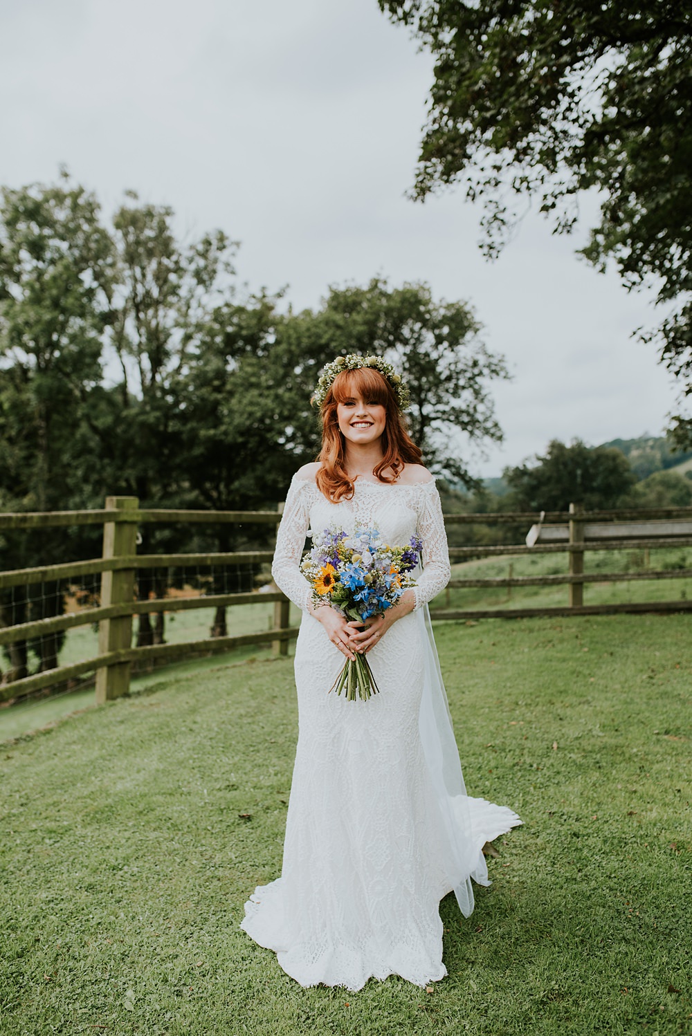 Dress Gown Bride Bridal Long Lace Sleeve Caerhyn Wedding Mary W Thomas Photography