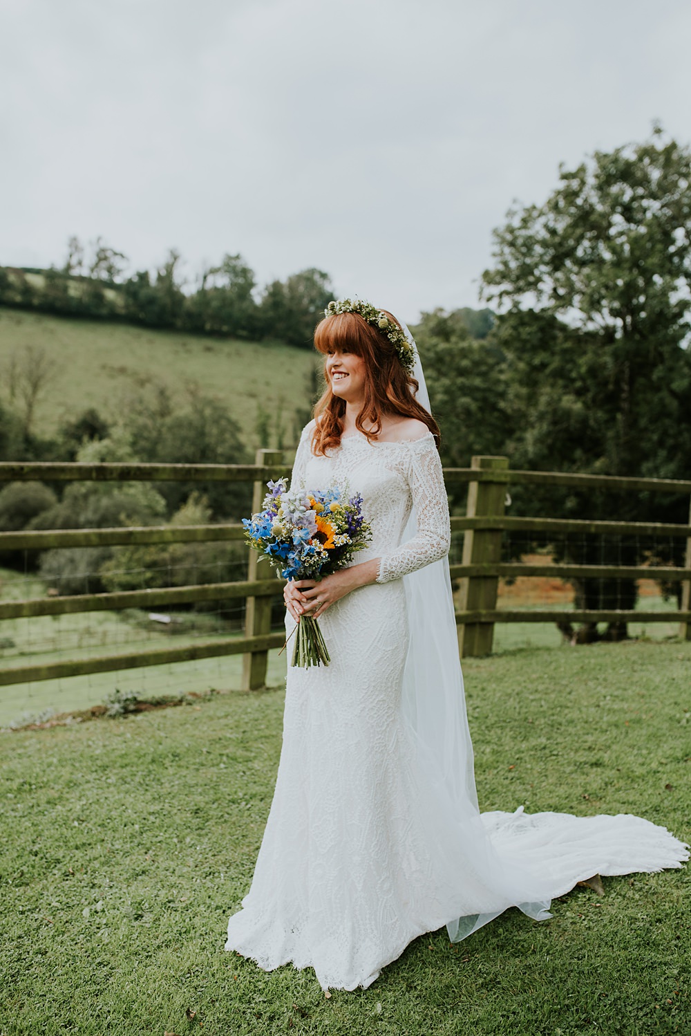 Dress Gown Bride Bridal Long Lace Sleeve Caerhyn Wedding Mary W Thomas Photography
