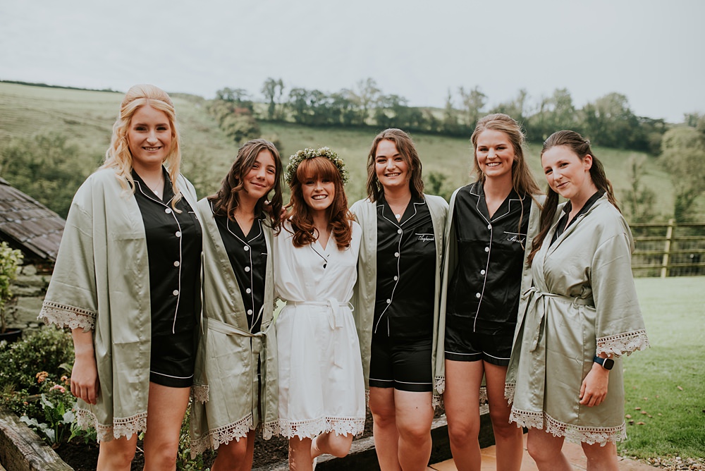 Bride Bridesmaid PJs Caerhyn Wedding Mary W Thomas Photography