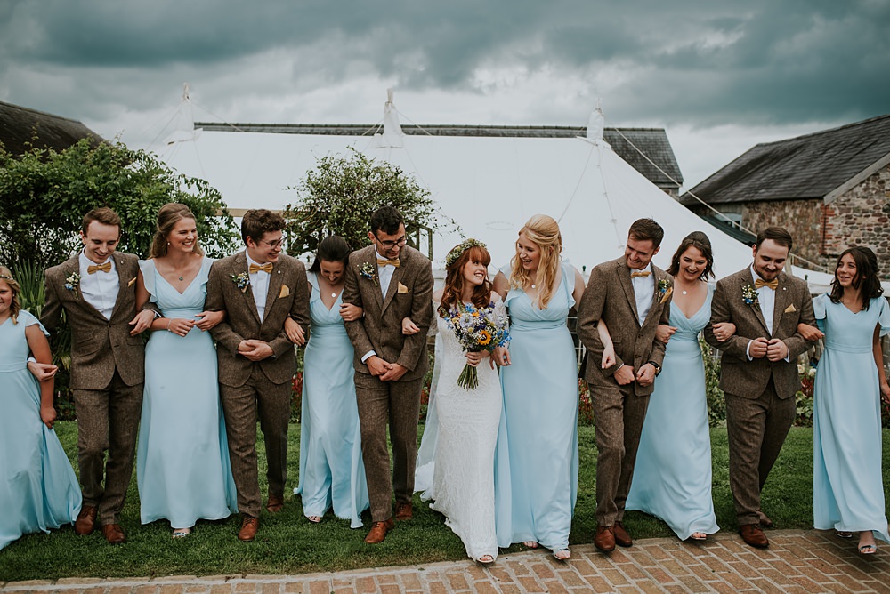 Pale Blue Bridesmaid Dresses Caerhyn Wedding Mary W Thomas Photography