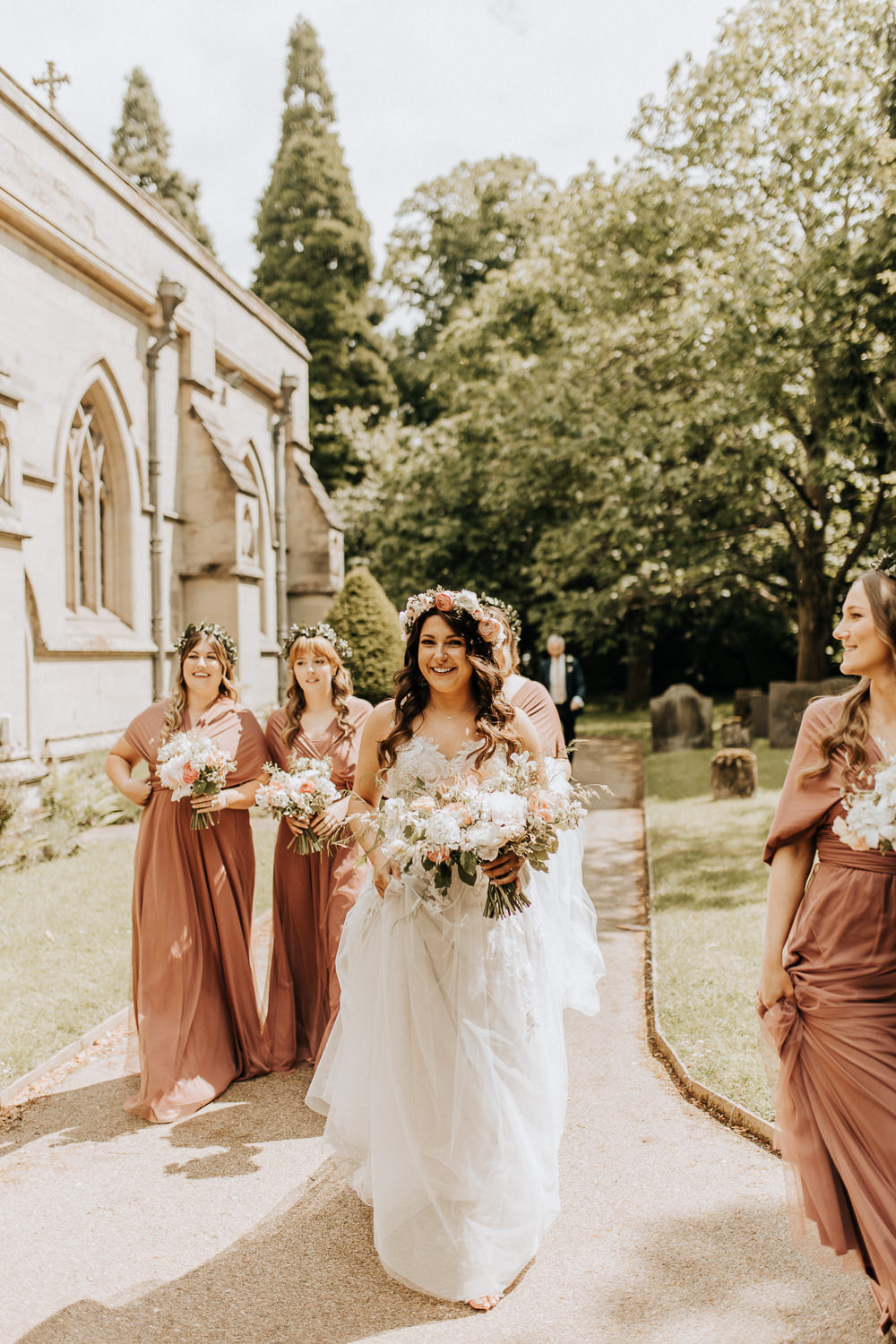 Terracotta Bridesmaid Dresses Elford Hall Garden Wedding Wyldbee