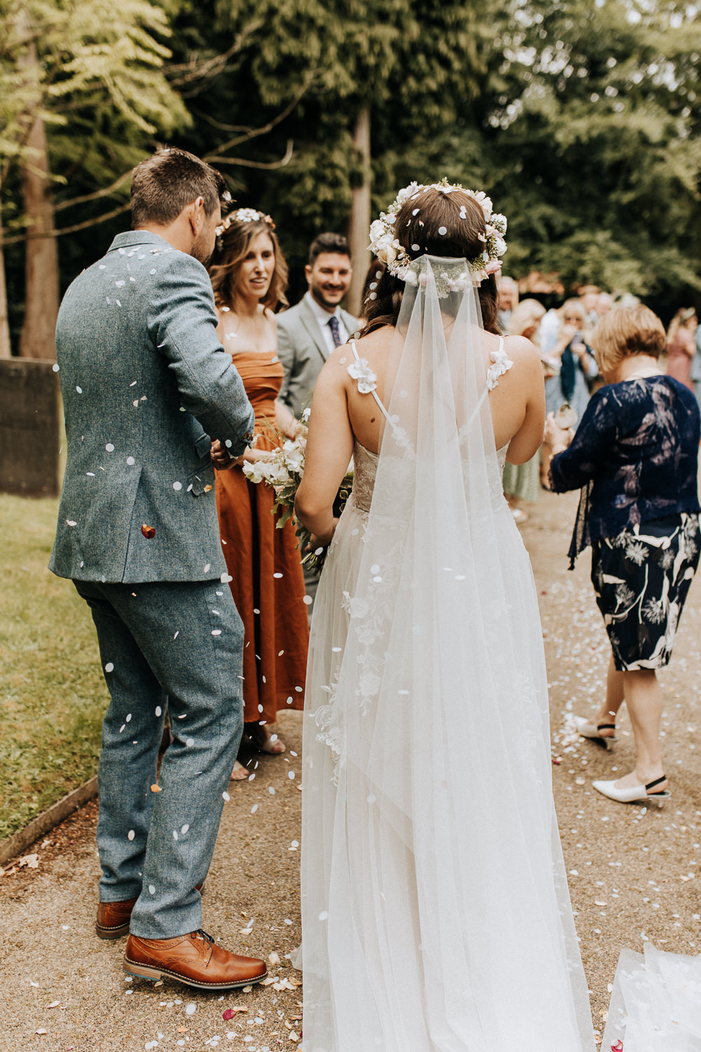 Dress Gown Lace Tulle Madi Lane Bridal Veil Elford Hall Garden Wedding Wyldbee