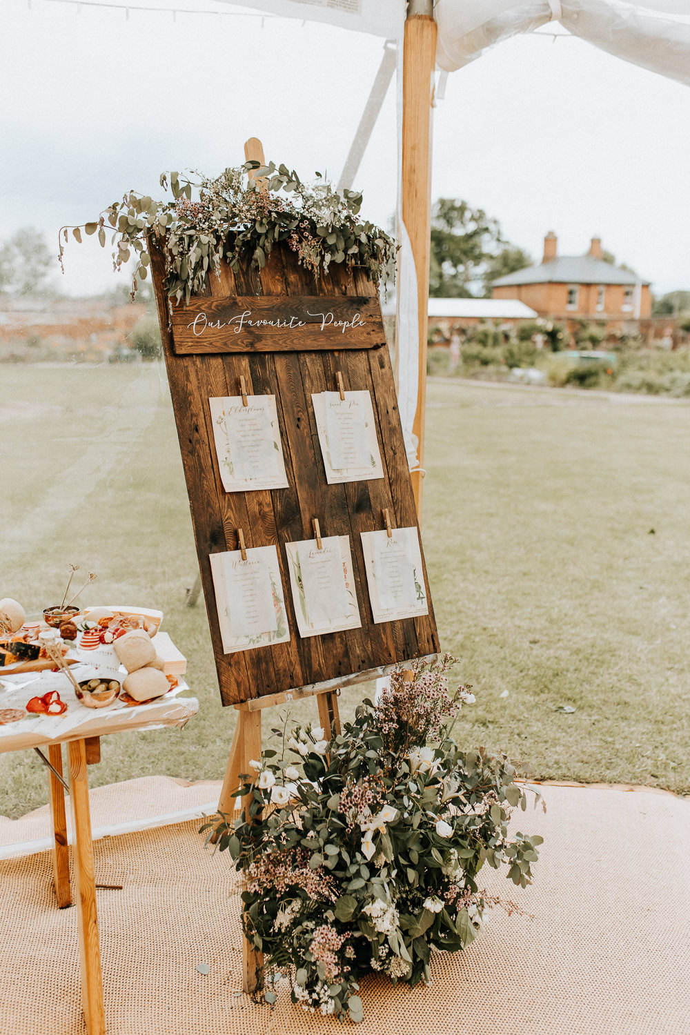 Wooden Pallet Table Plan Seating Chart Greenery Elford Hall Garden Wedding Wyldbee