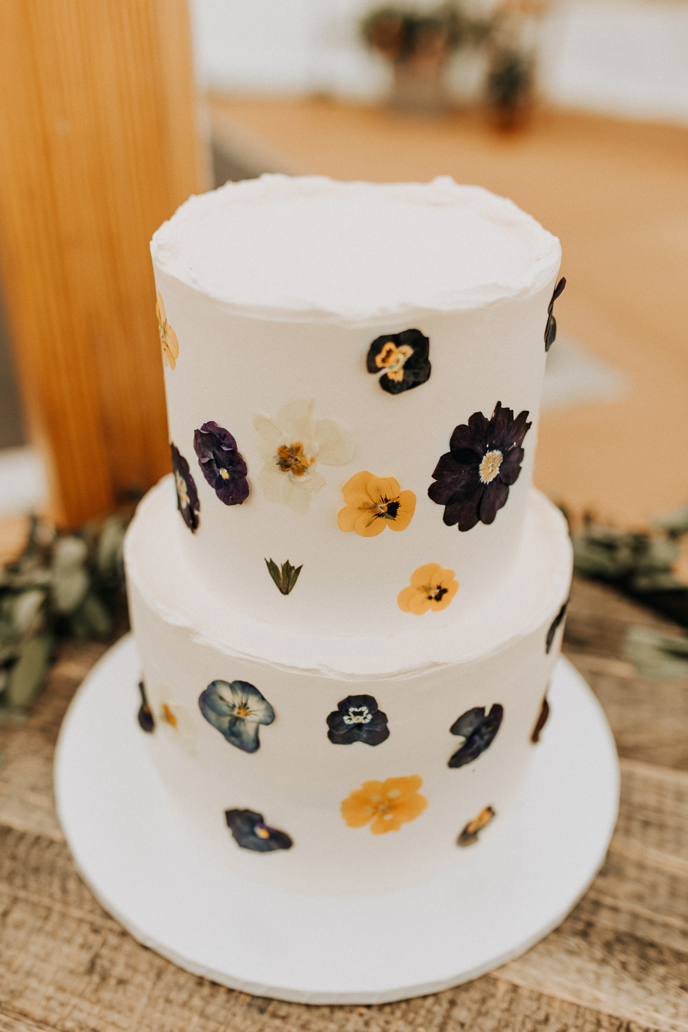 Pressed Flower Petal Floral Cake Elford Hall Garden Wedding Wyldbee