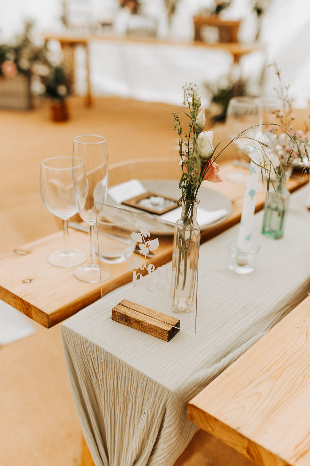 Clear Acrylic Table Name Sign Elford Hall Garden Wedding Wyldbee