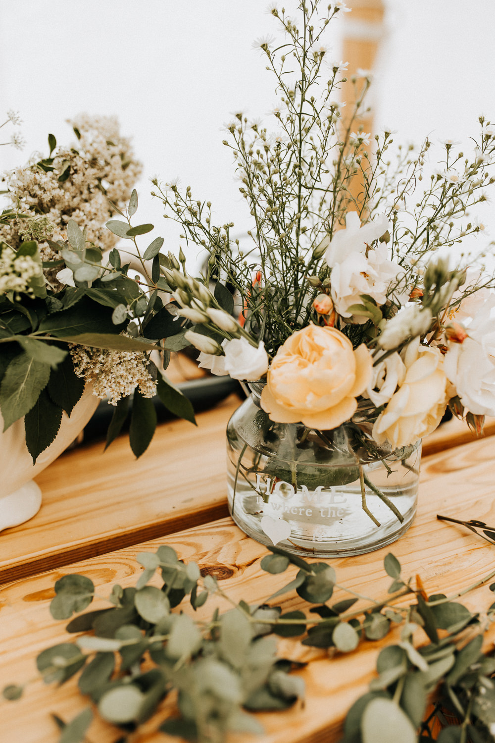 Centrepiece Table Flowers Vase Elford Hall Garden Wedding Wyldbee