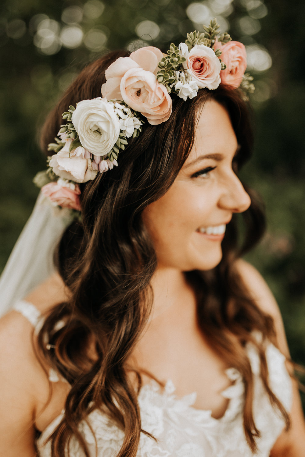 Bride Bridal Make Up Flower Crown Veil Elford Hall Garden Wedding Wyldbee