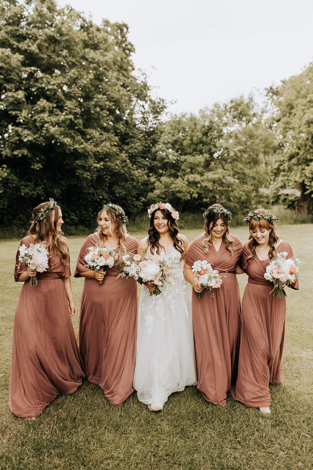 Terracotta Bridesmaid Dresses Elford Hall Garden Wedding Wyldbee