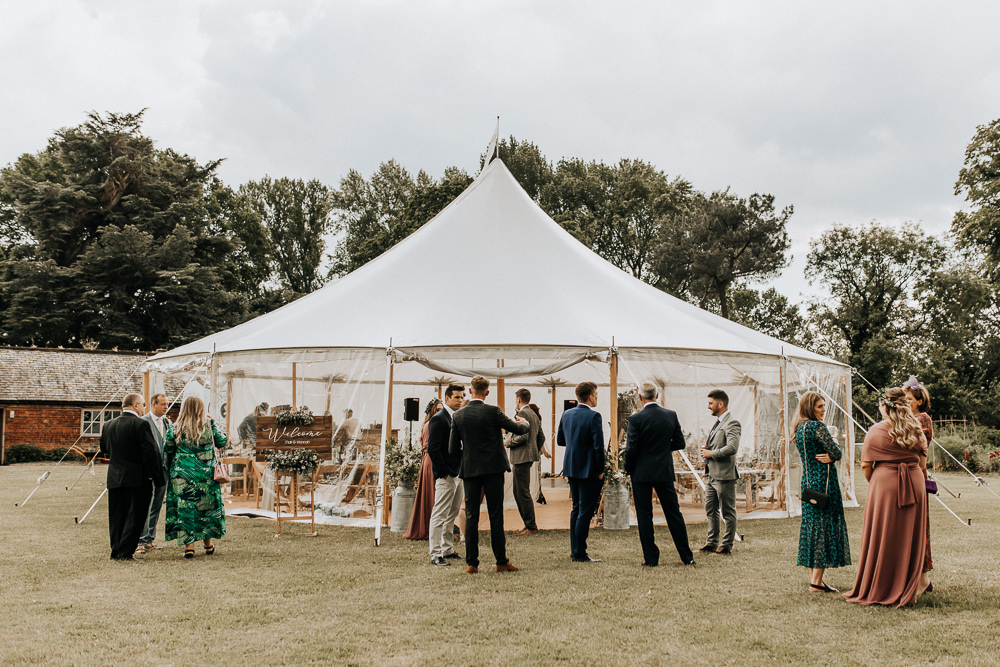 Pole Tent Open Side Marquee Reception Elford Hall Garden Wedding Wyldbee