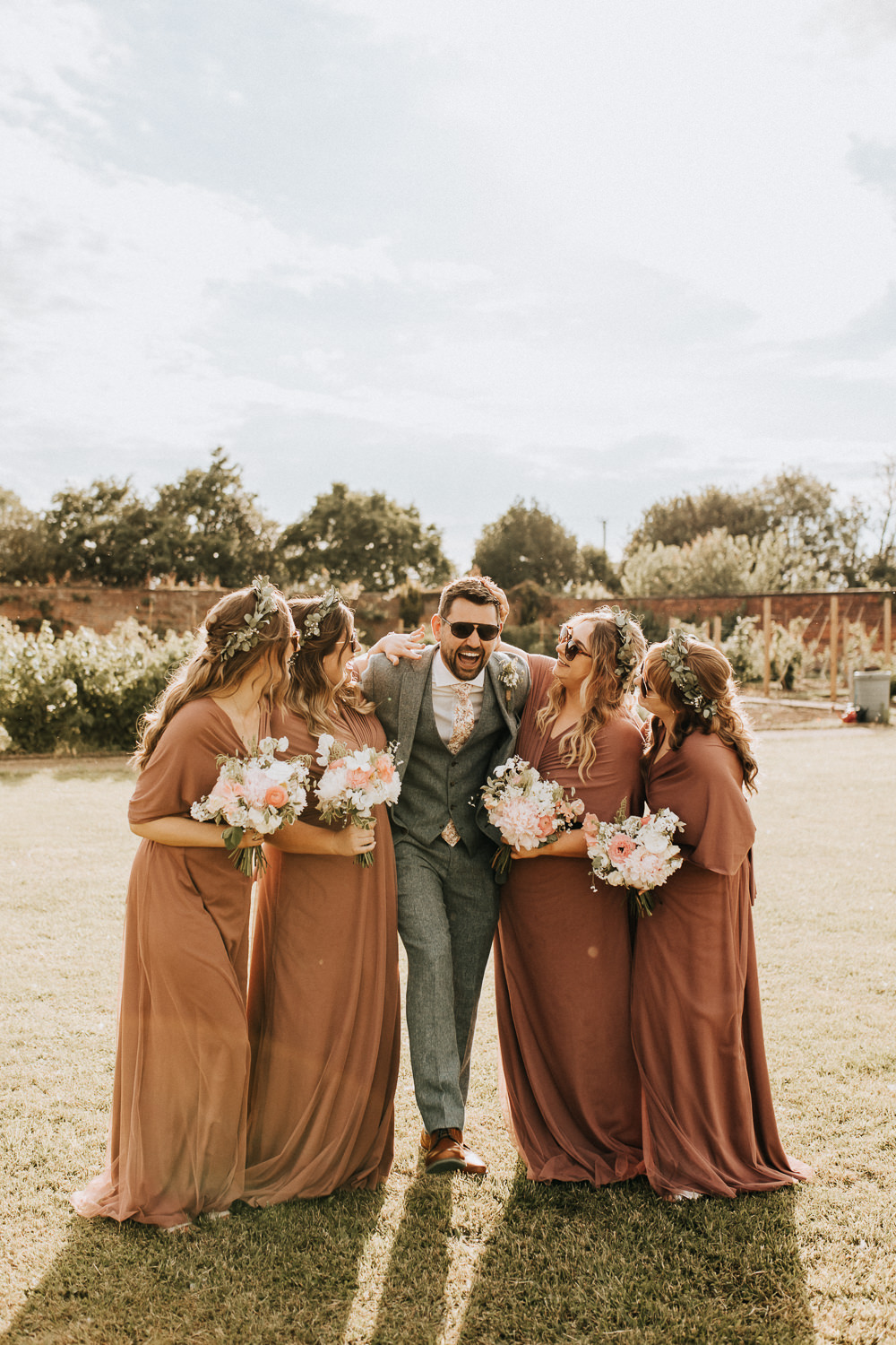 Terracotta Bridesmaid Dresses Elford Hall Garden Wedding Wyldbee