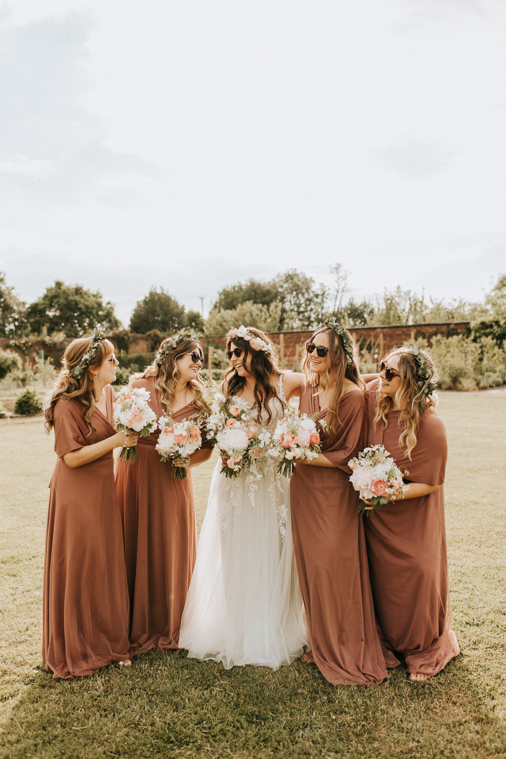 Terracotta Bridesmaid Dresses Elford Hall Garden Wedding Wyldbee