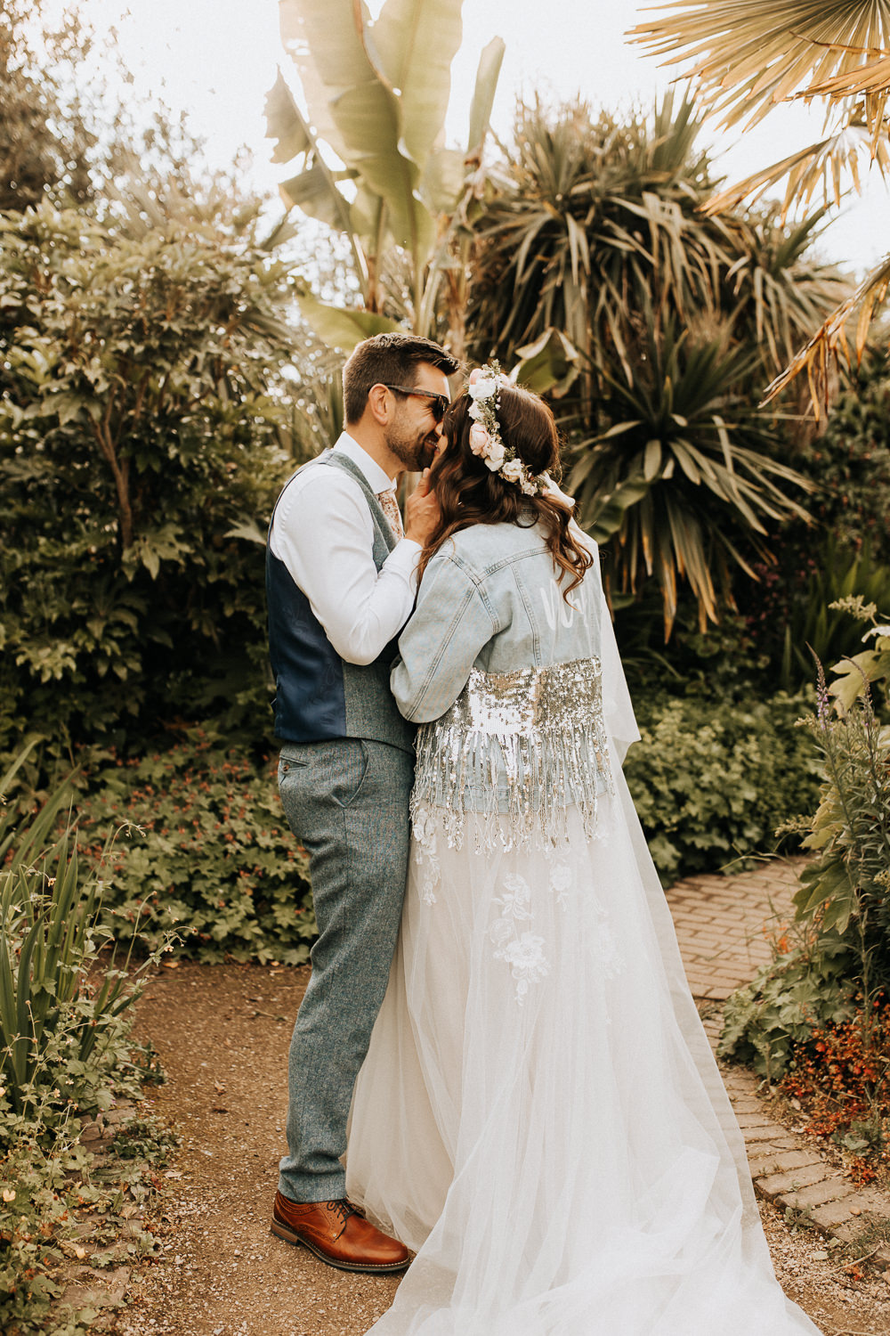 Denin Jacket Bride Custom Sequins Elford Hall Garden Wedding Wyldbee