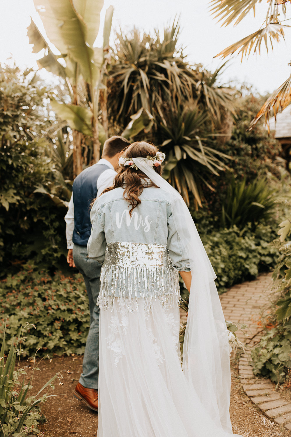 Denin Jacket Bride Custom Sequins Elford Hall Garden Wedding Wyldbee