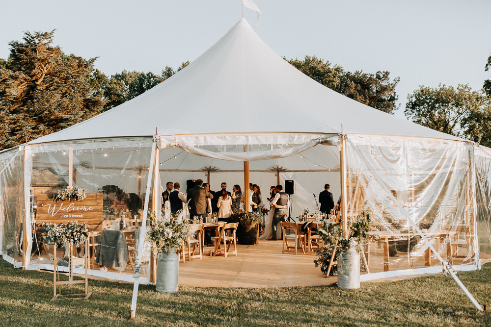 Pole Tent Open Side Marquee Reception Elford Hall Garden Wedding Wyldbee