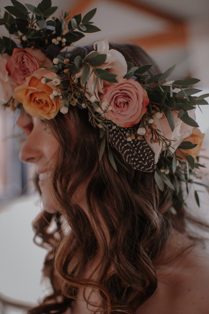 Feather Flower Wedding Flower Crown Bride Helen Rose Photography