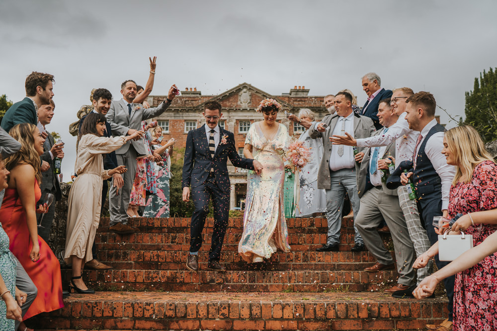 Confetti Throw Iridescent Wedding Dress Grace Elizabeth Photography
