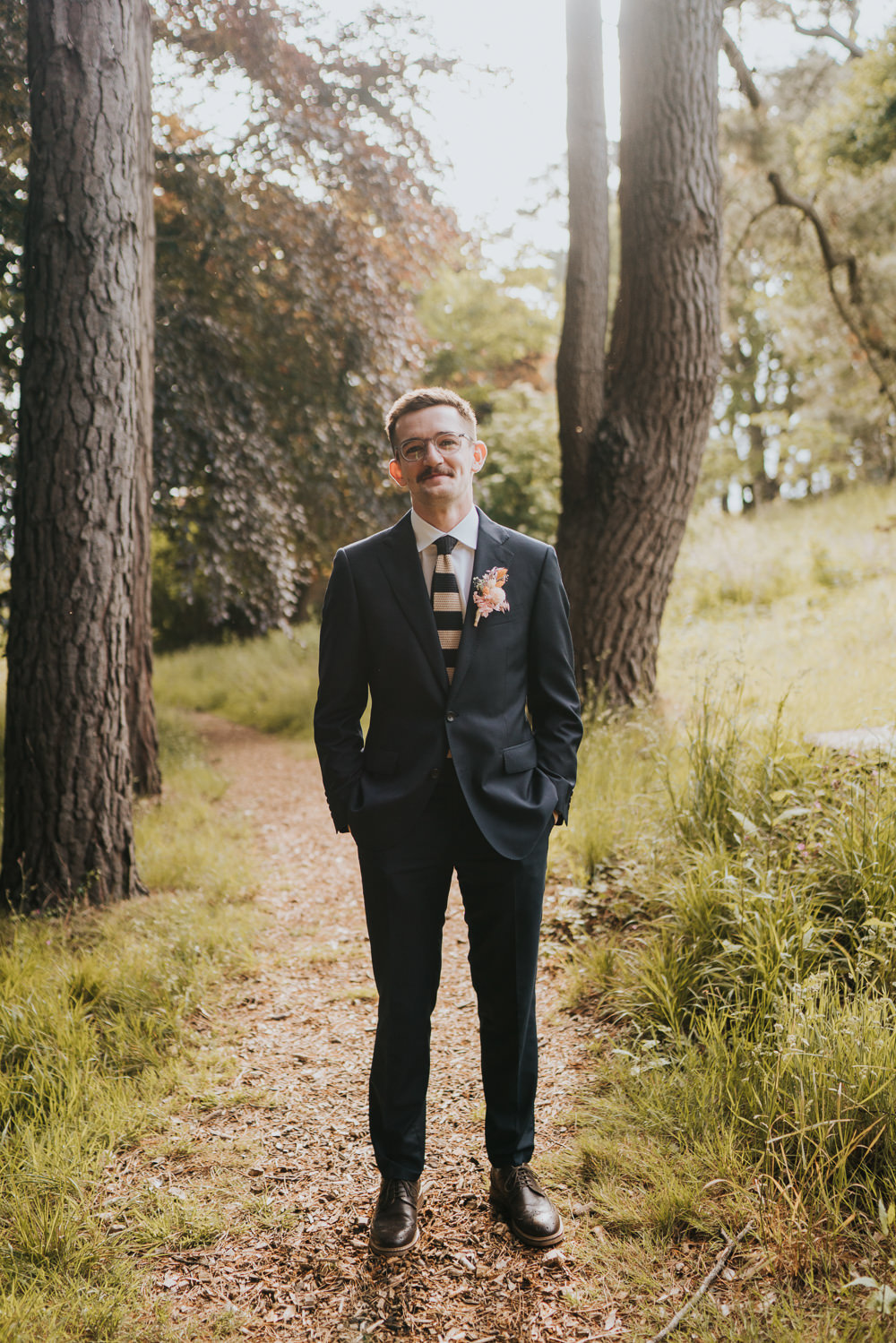 Groom Black Suit Stripe Tie Iridescent Wedding Dress Grace Elizabeth Photography