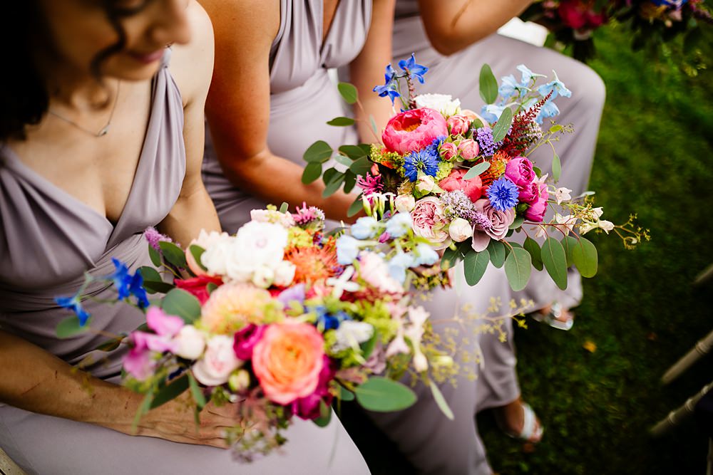 Bouquet Flowers Bride Bridal Colourful Rose Cornflower Astilbe Bridesmaid Lancashire Barn Wedding Beth Alderson Photography