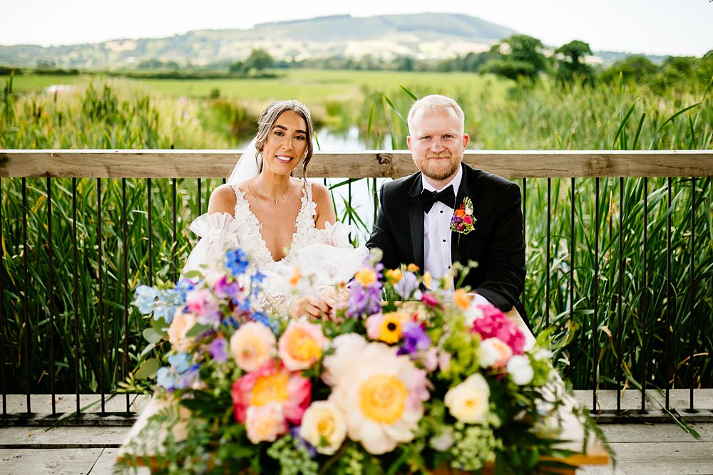 Ceremony Table Flowers Colourful Lancashire Barn Wedding Beth Alderson Photography