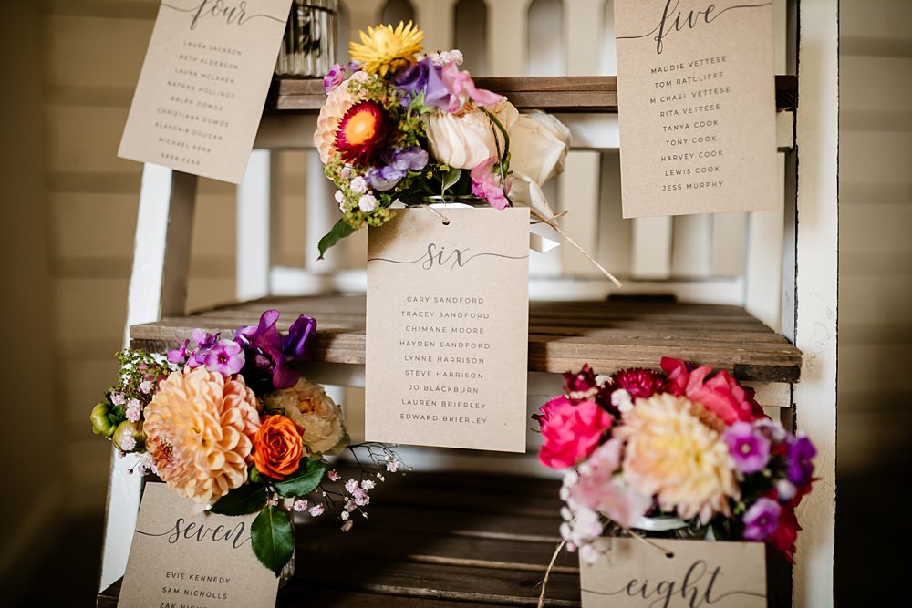 Ladder Flowers Table Plan Seating Chart Lancashire Barn Wedding Beth Alderson Photography